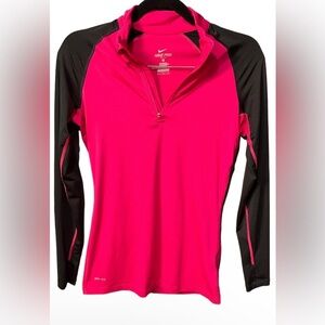 Nike Long Sleeve Half-Zip Performance Top - Hot Pink & Black